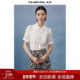 镂空提花短袖 曼德诗新中式 衬衣女 新款 泡泡袖 纯色本白衬衫 2025夏季
