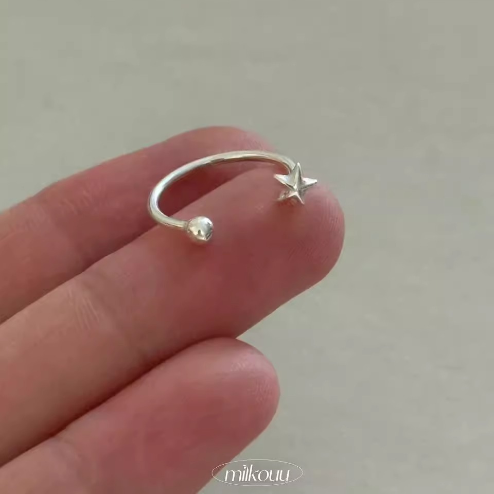 韩国纯银星星开口戒关节戒