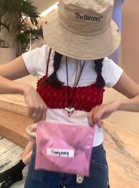 黑绳金属大爱心项链fever同款