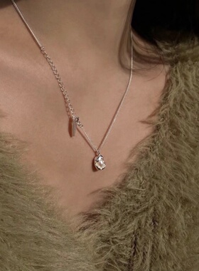 韩国纯银半包珍珠银豆项链