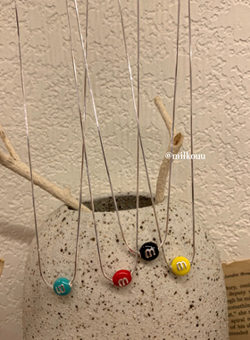 韩国纯银蛇骨链可爱m豆项链