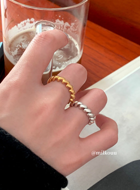 韩国纯银简约扭绳麻花戒指