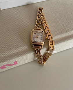 韩国代购 lavenda正品进口小众复古精致百搭钢带方形小表盘手表