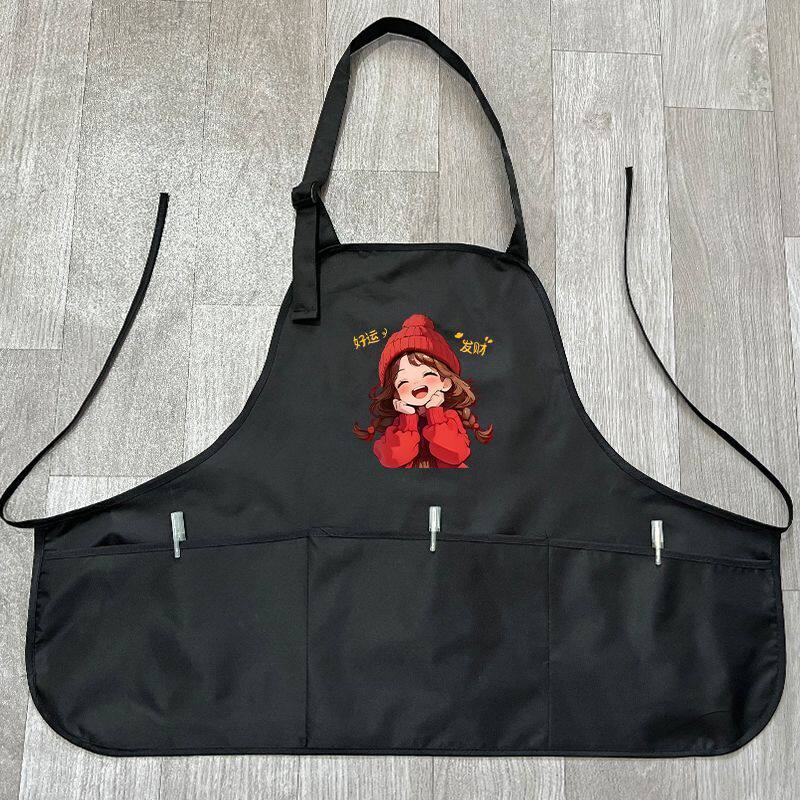 短款围裙防水防油定制logo印字餐饮专用厨房饭店女上班围腰工作服