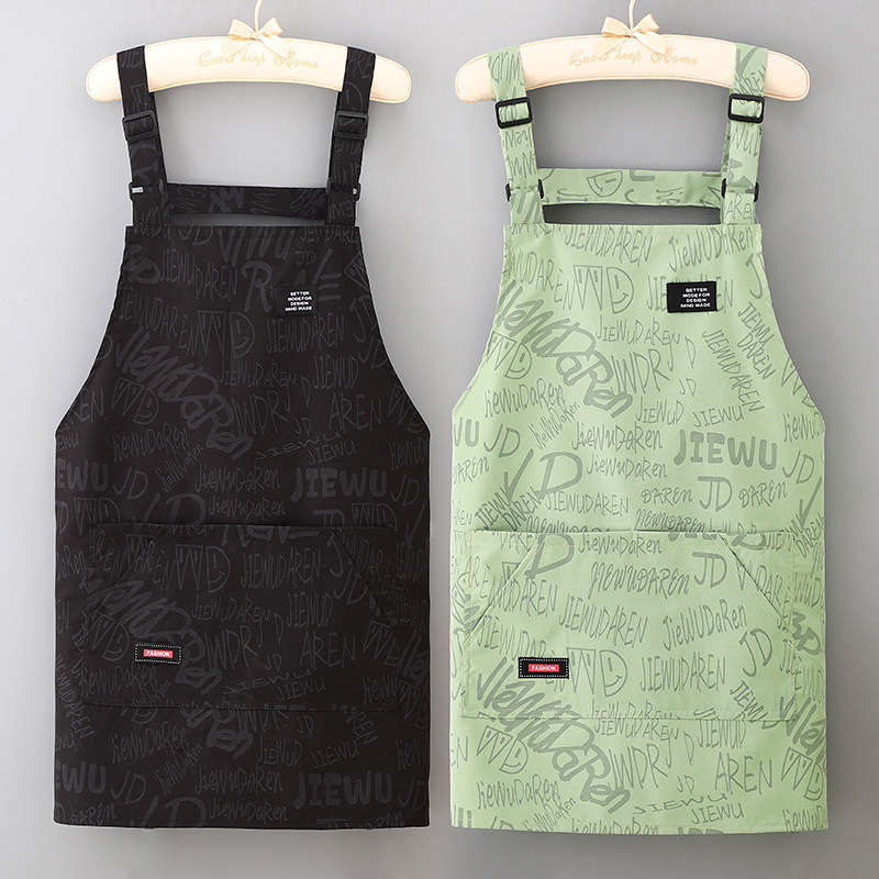 新款短款夏季围裙薄款透气家用厨房小个子餐厅饭店做饭围腰工作服