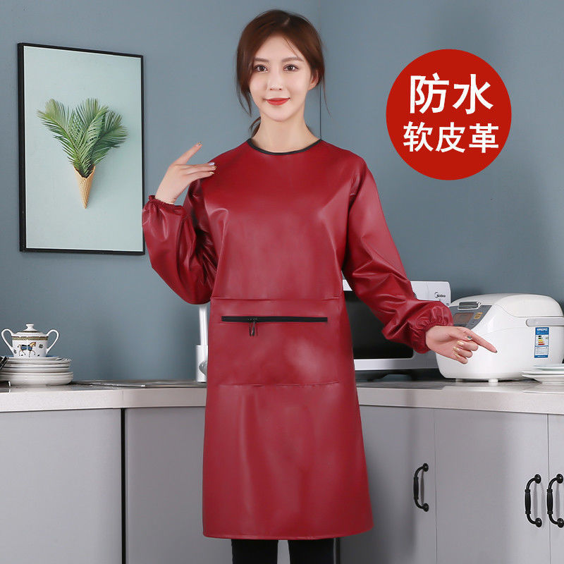 围裙罩衣女新款防水家用厨房软皮