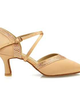 Suphini时尚镶钻专业软底摩登拉丁舞鞋成年低跟交谊舞广场舞蹈鞋