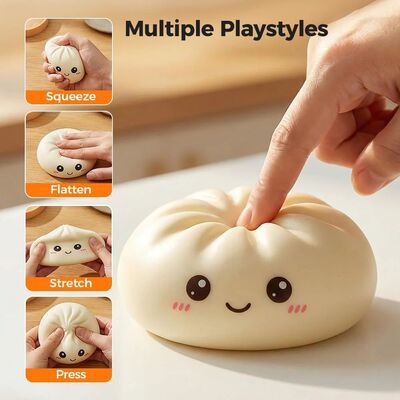 Large Dumpling Stress Ball with Steamer Colorful Squishy Bun