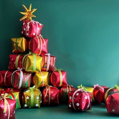 Merry Christmas Gift Balloons Set, Xmas Party Favors, Room D