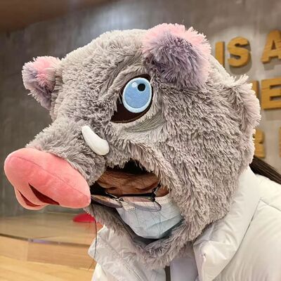 Cosplay Prop Wild Boar Head Plush Hat Demon Slayer Hashibira