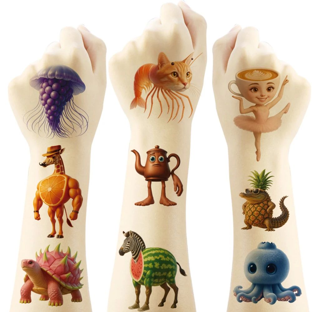 20pcs Tung Tung Sahur Abstract Animal Tattoo Stickers Italia