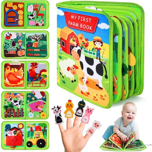 Busy Book for Toddlers, Montessori Toys for Boy Girl, Farm A