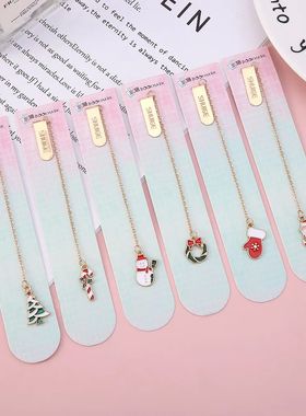 Christmas Bookmark Santa Claus Paper Sign Pendant Paging Mar