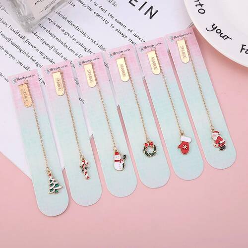 Christmas Bookmark Santa Claus Paper Sign Pendant Paging Mar