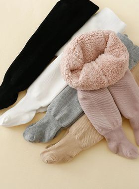winter Infant baby girls Polar Fleece Lining stripes legging