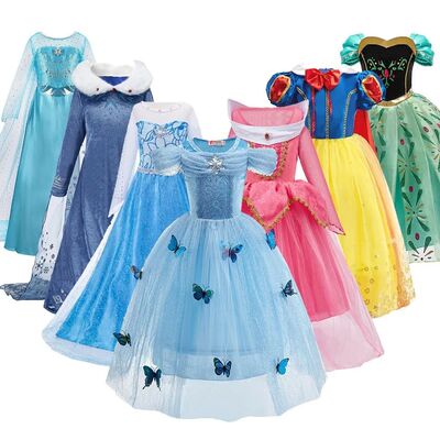 Cinderella Anna Elsa Costume Children Princess Dress for Gir