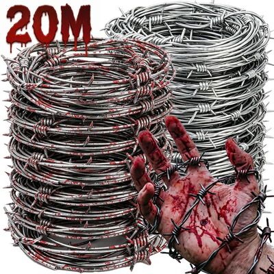 20/2.5M Halloween Fake Barbed Wire Blood Splatter Decor Arti