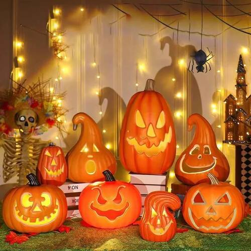 Halloween Glowing Pumpkin Decor LED Triple Layer Light Up Pu