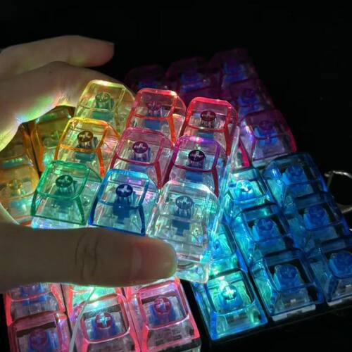 LED Keyboard Fidget Keychain 4/9 Keys Clicker Light Up Butto