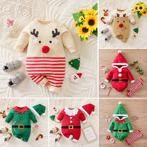 Christmas Newborn Baby Romper cotton Winter velvet green San