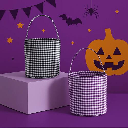 Plaid Halloween Baskets Trick Or Treat Bags For Kids Candy G