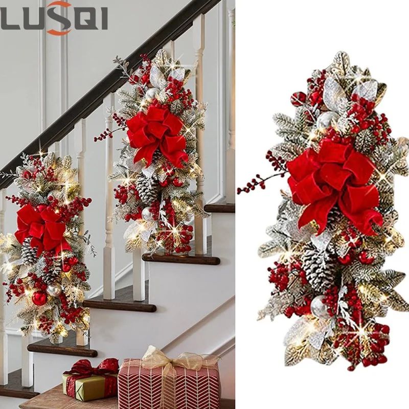 Nordic Christmas Stair Decoration Holiday Wreath Suitable Fo