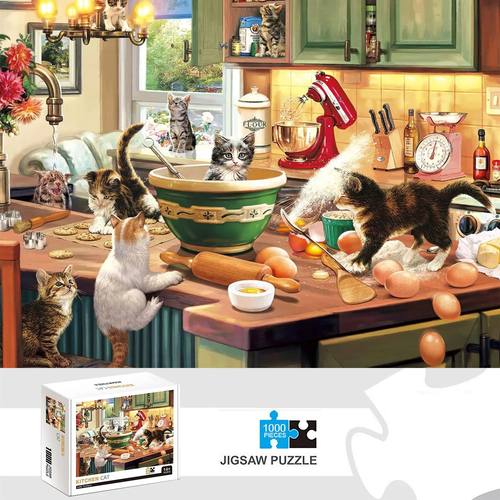1000 Pieces Kitchen Cat Jigsaw Puzzle Home Decor Adults Puzz
