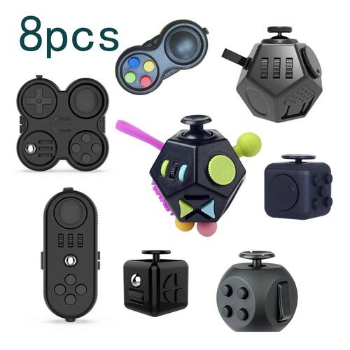 8pcs Fidget Toy Game Set Anti-Stress Fun Desk Handle Educati
