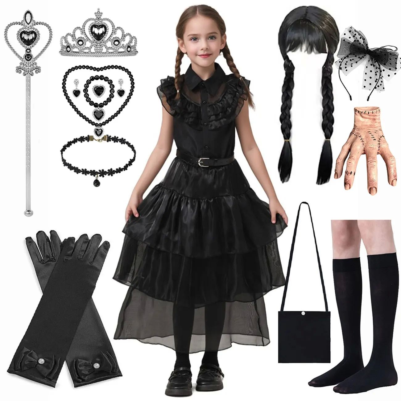 2025 Wednesday Hot Black Short Costume New Vestidos For Kids