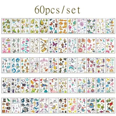 60PCS Temporary Tattoo Sticker Waterproof Tattoos Festival G