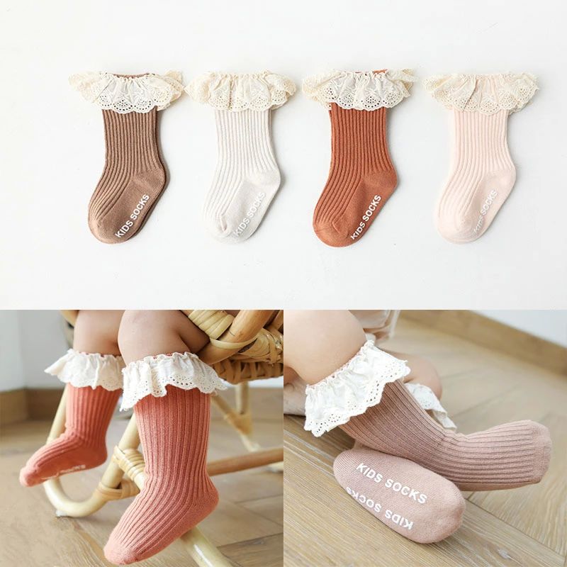 Baby Socks Girl Newborn Infantil Kid Knee High Lace Socks To