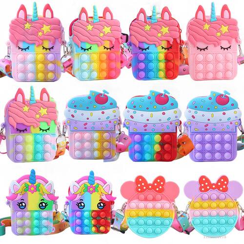 Rainbow Unicorn Bag Fidget Toys for Girls Decompression Stre