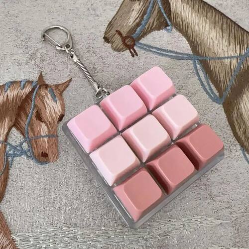 Keyboard Keycap Fidget Keychain Macaron Crystal Clicker Toy