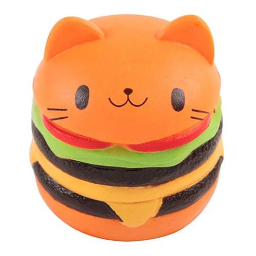 Jumbo Cat Face Burger Squishy Simulated Bread PU Scented Sof