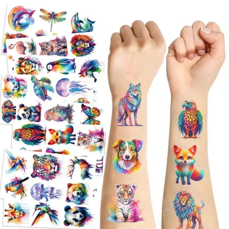 10Pcs/set Colorful Animal Temporary Tattoo Stickers Tiger Do