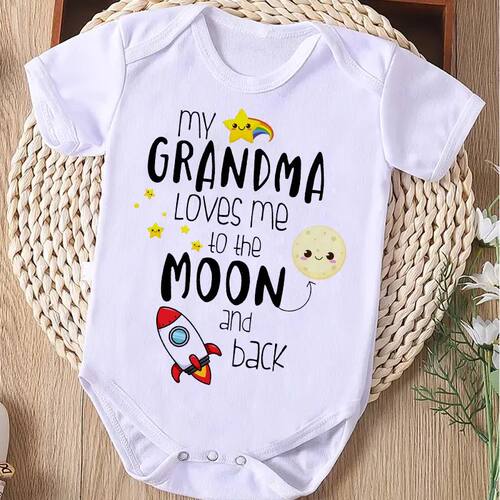 MY GRANDMA LOVES ME TO THE MOON AND BACK Funny Newborn Onesi