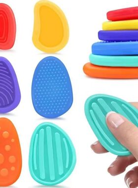 6PCS Fidget Toys Sensory Stone Set Soft Textured Worry Stone