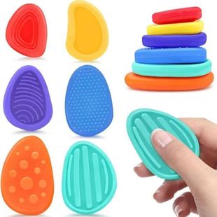 6PCS Fidget Toys Sensory Stone Set Soft Textured Worry Stone