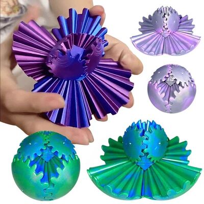 Gear Ball 3D Printed Fidget Toys Spin Ball or Cube Stress Re
