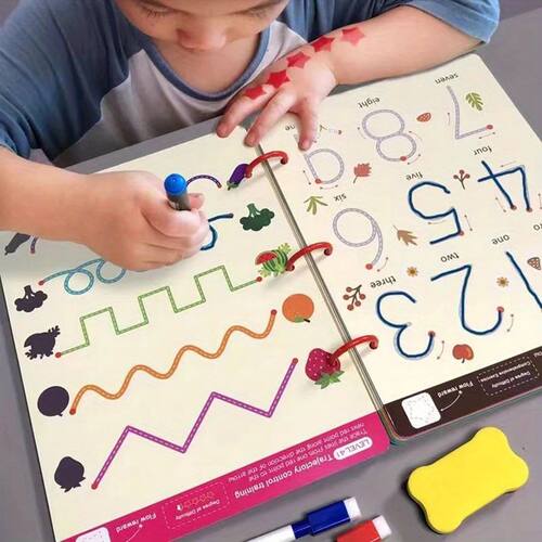 34-Page Reusable Magic Tracing Workbook, Educational Drawing