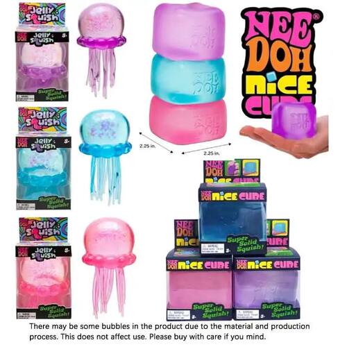 NeeDoh  Trending Jellyfish & Cube Squish Toy, Soft Jelly Squ