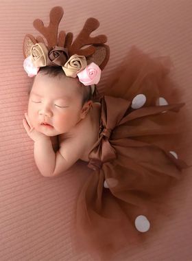 Ylsteed Newborn Girl Christmas Deer Outfit for Photo Shootin