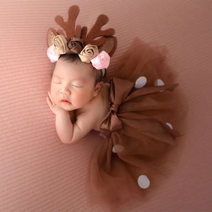 Ylsteed Newborn Girl Christmas Deer Outfit for Photo Shootin