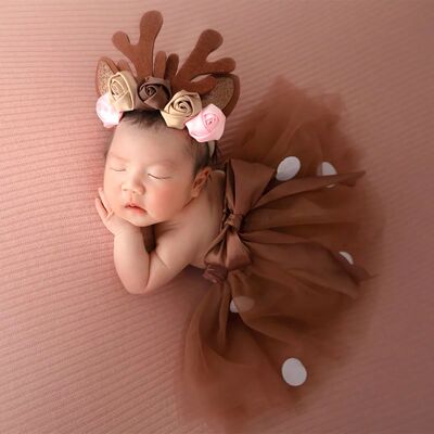 Ylsteed Newborn Girl Christmas Deer Outfit for Photo Shootin