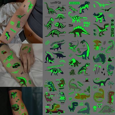 10pcs Luminous Cute Dinosaur Glow Waterproof Temporary Tatto