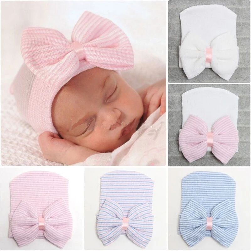 Newborn Caps Toddler Baby Hats Infant Girl Comfy Big Bow Kno