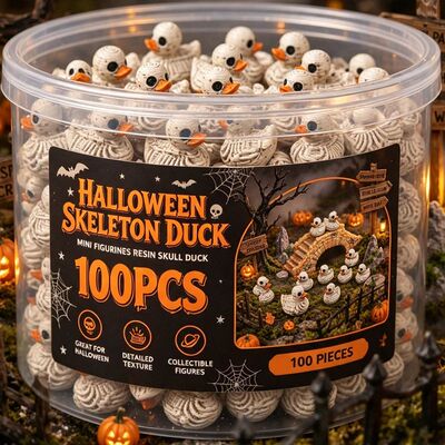 Spooky Skeleton Duck Mini Resin Halloween Gothic Duck Figuri