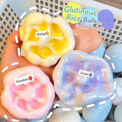 Office Desk Stress Reliever Ice Skin Rice Ball Squishy Toy S