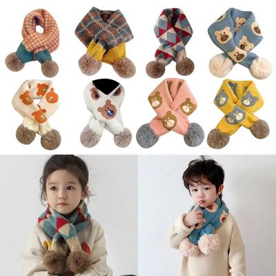 Cartoon Kids Baby Winter Knitting Scarf Boys Girls Snap Fast
