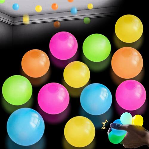 5/10Pcs Glow in The Dark Sticky Balls - Squishy Stress Relie